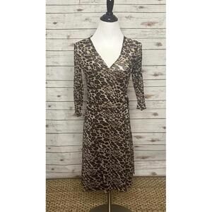 BCBG MaxAzria Y2K mob wife Michael animal-print mesh wrap dress Size XS